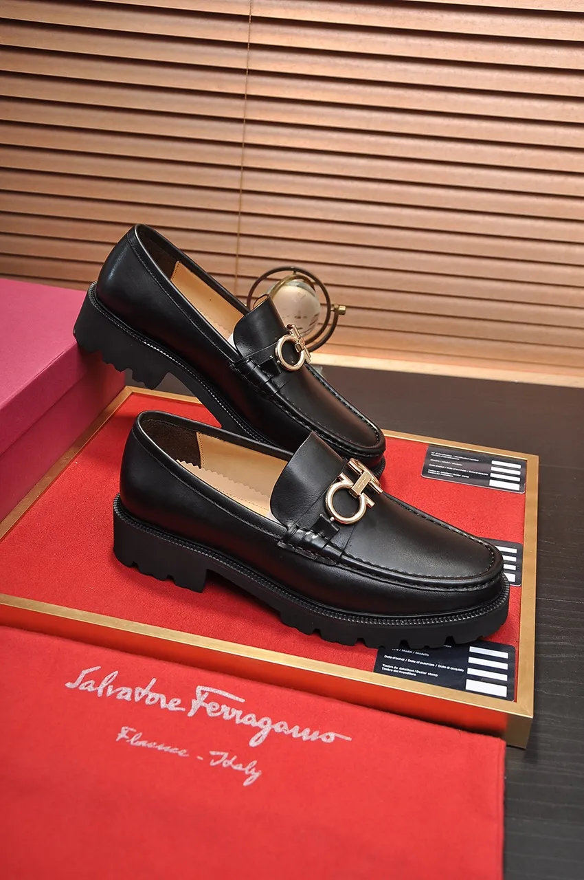 Men's men's shoes 💰540💶[Ferragamo/Ferragamo] (high-end Niuli) New 🍀 Ferragamo* - top version Ferragamo's classic formal leather shoes! Made of imported original cowhide, the inner top layer is comfortable cowhide lining! Original wear-resistant rubber outsole! High quality products! Code number 38-45 (45 customized)